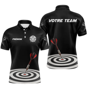 Polo Fléchettes Homme Femme - Cible Noir & Rouge Personnalisé - Polo Homme