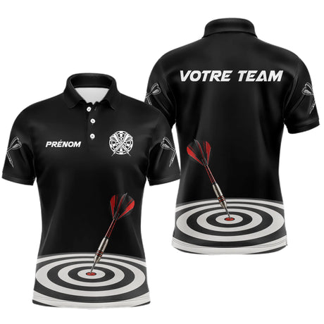 Polo Fléchettes Homme Femme - Cible Noir & Rouge Personnalisé - Polo Homme