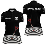 Polo Fléchettes Homme Femme - Cible Noir & Rouge Personnalisé - Polo Zippé Femme
