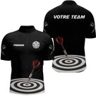Polo Fléchettes Homme Femme - Cible Noir & Rouge Personnalisé - Polo Zippé Homme