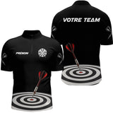 Polo Fléchettes Homme Femme - Cible Noir & Rouge Personnalisé - Polo Zippé Homme