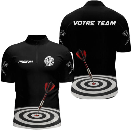 Polo Fléchettes Homme Femme - Cible Noir & Rouge Personnalisé - Polo Zippé Homme