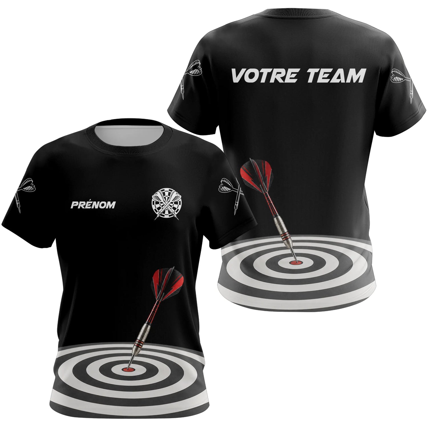 Polo Fléchettes Homme Femme - Cible Noir & Rouge Personnalisé - T-Shirt Femme