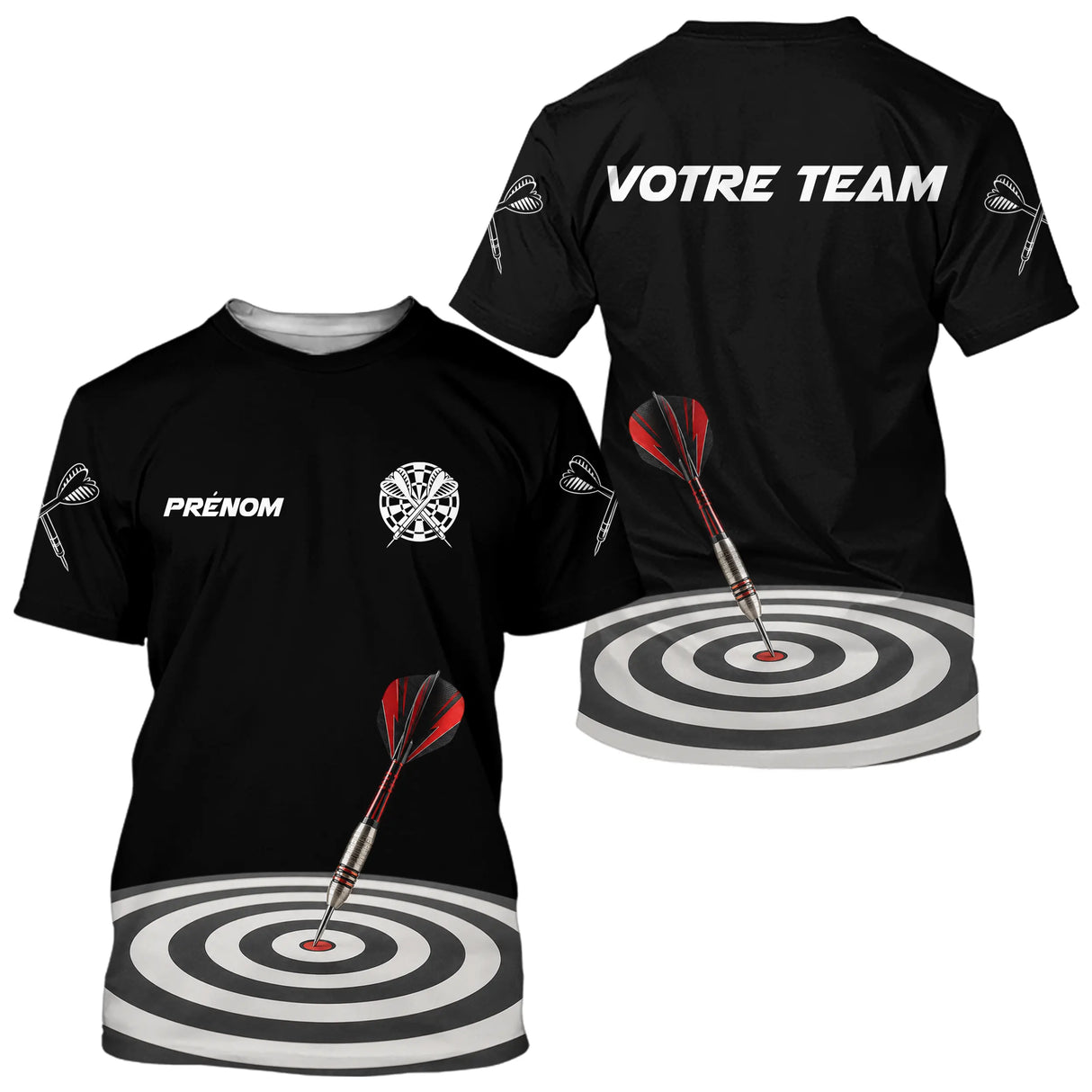 Polo Fléchettes Homme Femme - Cible Noir & Rouge Personnalisé - T-Shirt Homme