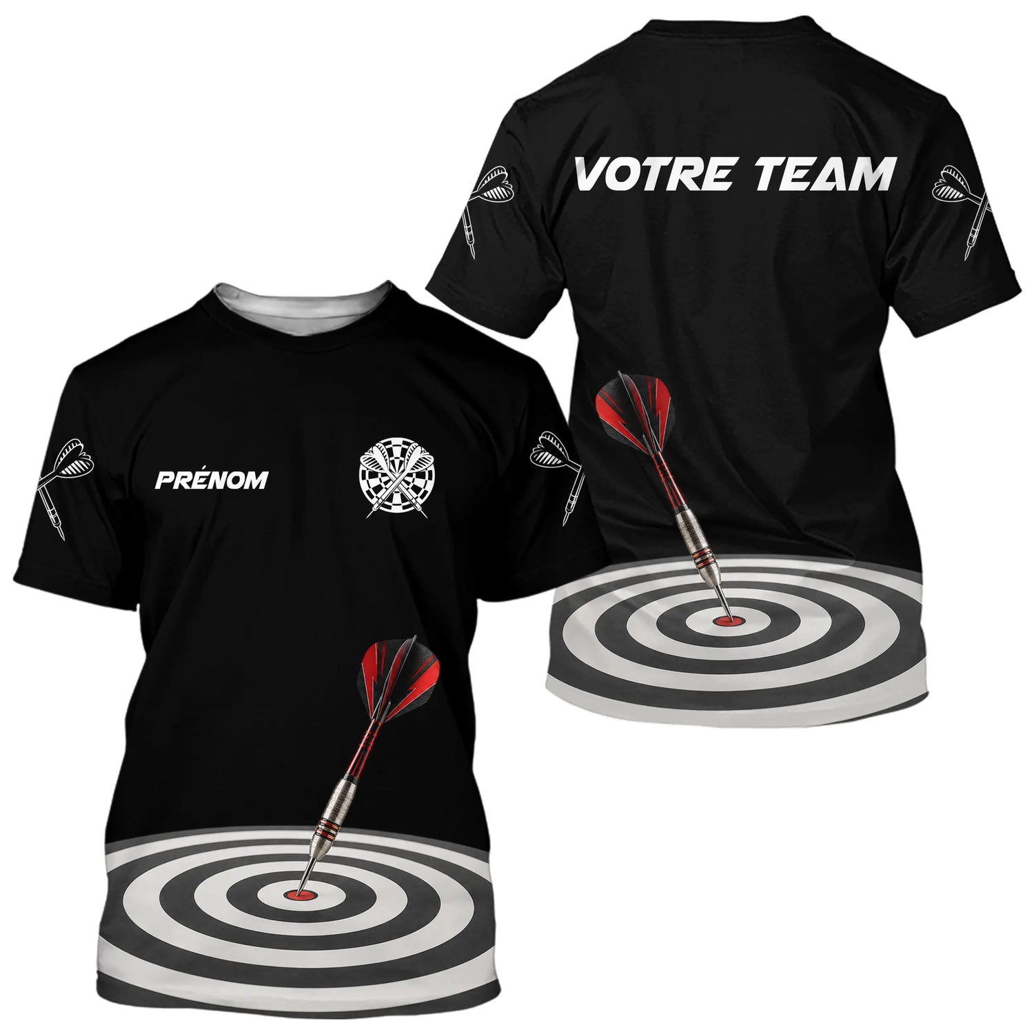 Polo Fléchettes Homme Femme - Cible Noir & Rouge Personnalisé - T-Shirt Homme