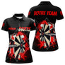 Polo Fléchettes Homme Femme - Design Sportif Noir & Rouge - Polo Femme
