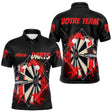 Polo Fléchettes Homme Femme - Design Sportif Noir & Rouge - Polo Homme