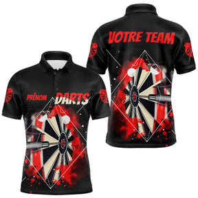 Polo Fléchettes Homme Femme - Design Sportif Noir & Rouge - Polo Homme