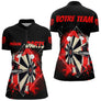 Polo Fléchettes Homme Femme - Design Sportif Noir & Rouge - Polo Zippé Femme