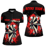 Polo Fléchettes Homme Femme - Design Sportif Noir & Rouge - Polo Zippé Femme