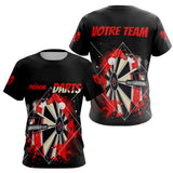 Polo Fléchettes Homme Femme - Design Sportif Noir & Rouge - T-Shirt Femme