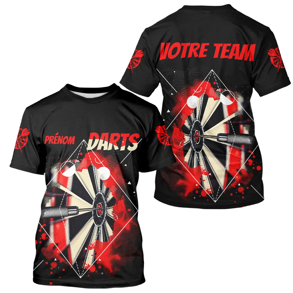 Polo Fléchettes Homme Femme - Design Sportif Noir & Rouge - T-Shirt Homme