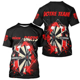 Polo Fléchettes Homme Femme - Design Sportif Noir & Rouge - T-Shirt Homme