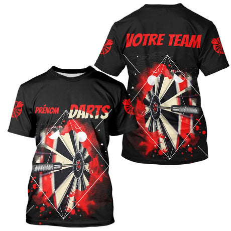 Polo Fléchettes Homme Femme - Design Sportif Noir & Rouge - T-Shirt Homme