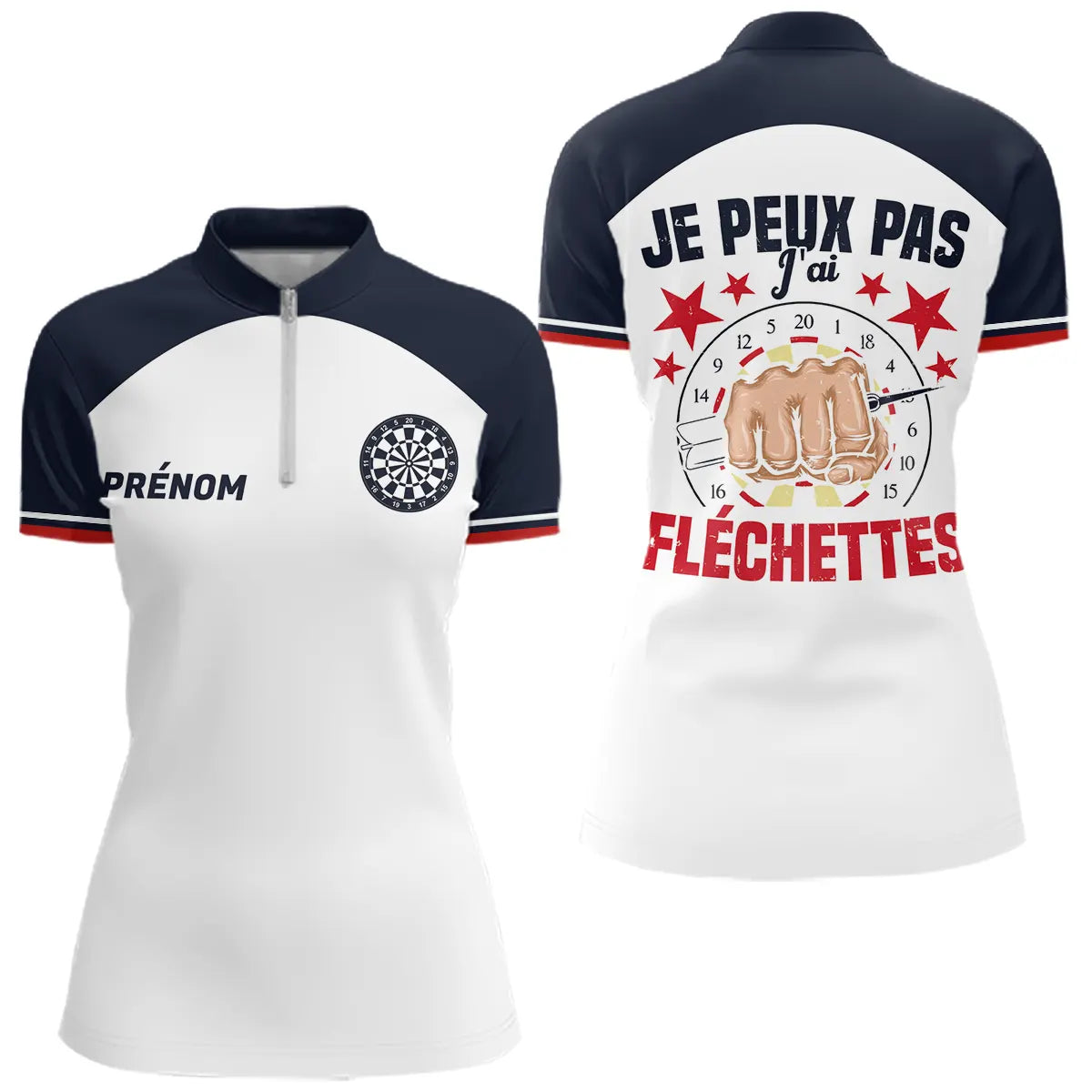 Polo Fléchettes Homme Femme - Je Peux Pas Personnalisé - Polo Zippé Femme
