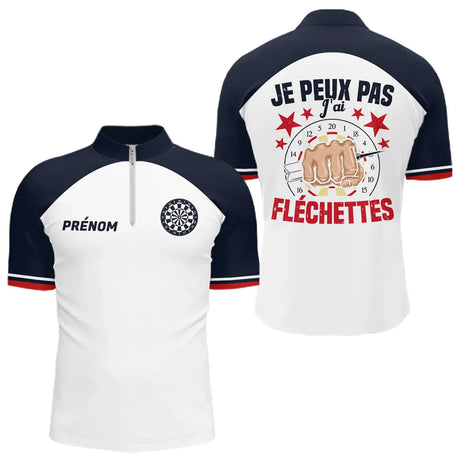 Polo Fléchettes Homme Femme - Je Peux Pas Personnalisé - Polo Zippé Homme