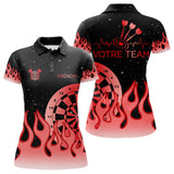 Polo Fléchettes Homme Femme - Noir Rouge Motifs Flammes - Polo Femme