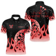 Polo Fléchettes Homme Femme - Noir Rouge Motifs Flammes - Polo Homme