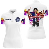 Polo Fléchettes Homme Femme - Personnalisé Blanc & Couleurs - Polo Zippé Femme