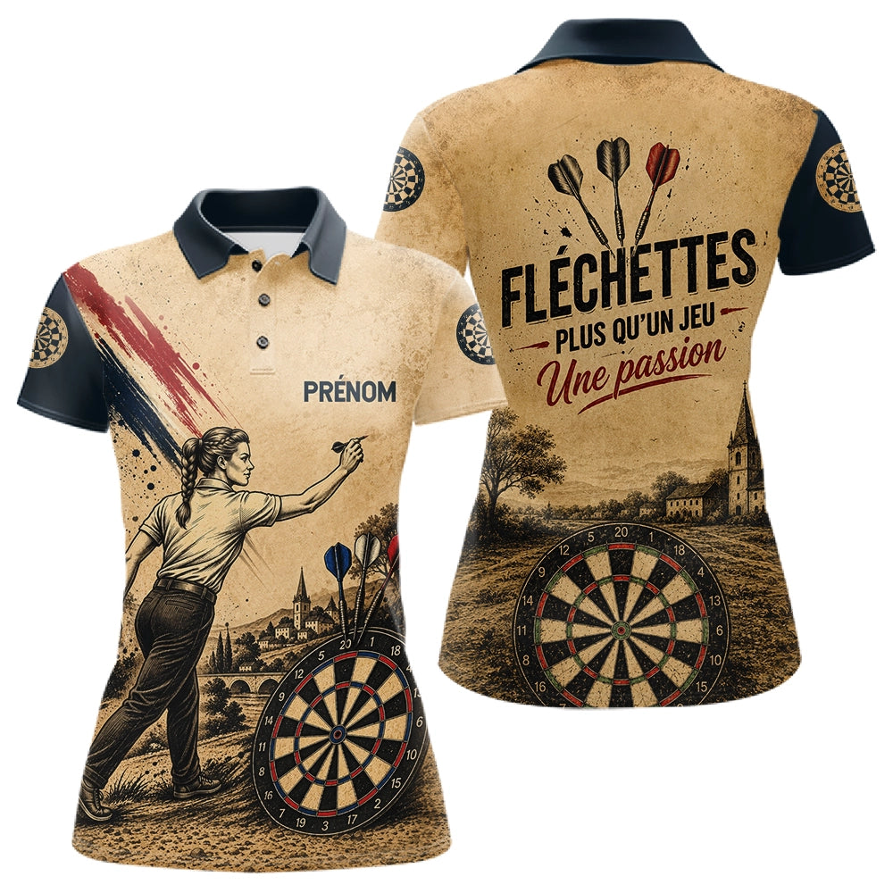 Polo Fléchettes Homme Femme - Personnalisé Vintage Beige - Polo Femme