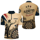 Polo Fléchettes Homme Femme - Personnalisé Vintage Beige - Polo Zippé Homme