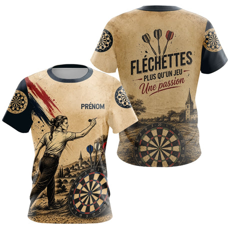 Polo Fléchettes Homme Femme - Personnalisé Vintage Beige - T-Shirt Femme