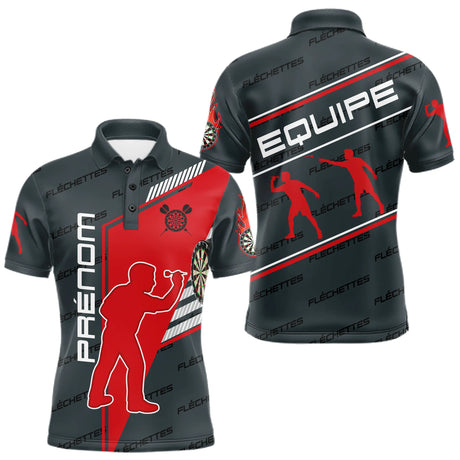 Polo Fléchettes Homme Femme - Rouge & Noir Équipe - Polo Homme