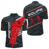 Polo Fléchettes Homme Femme - Rouge & Noir Équipe - Polo Zippé Homme