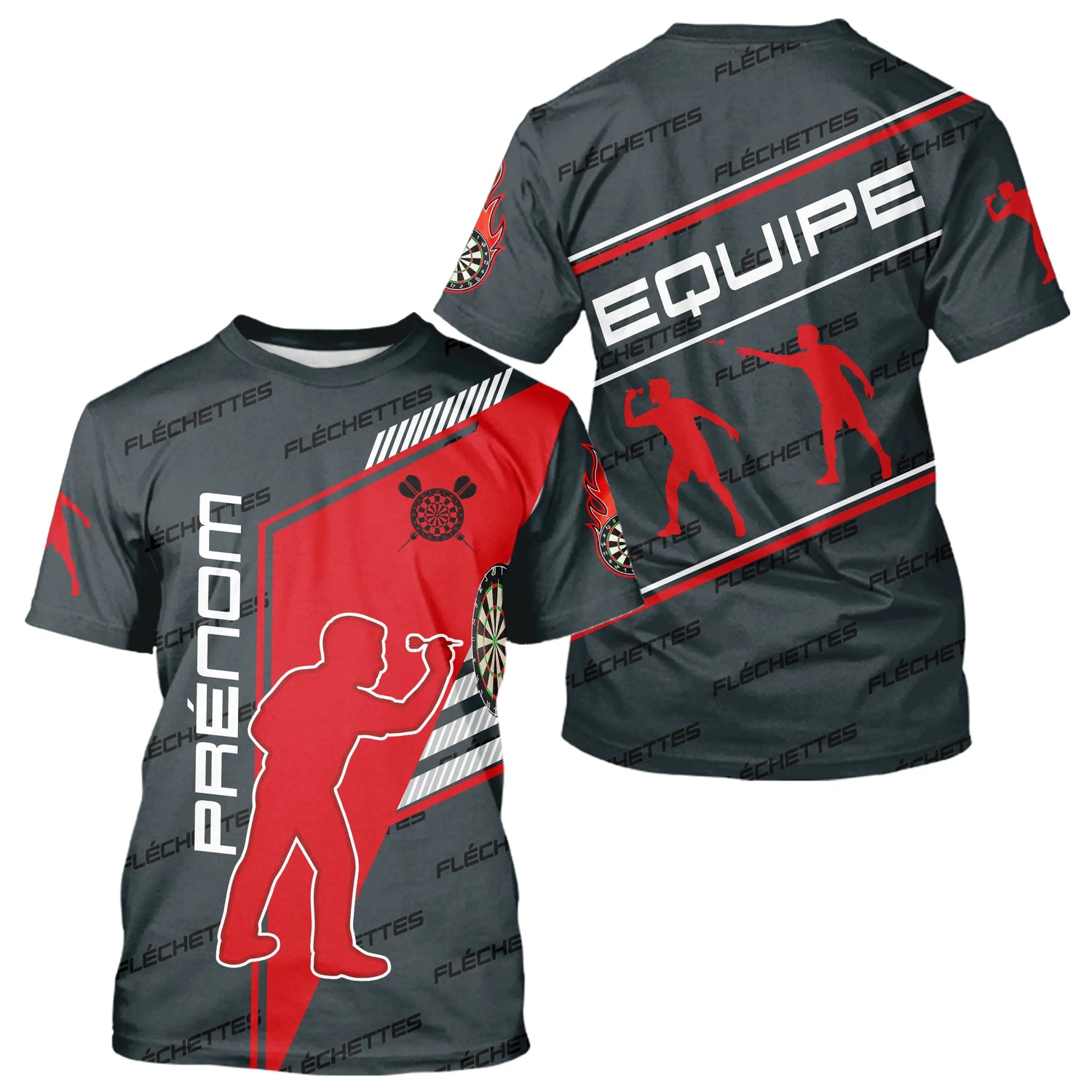 Polo Fléchettes Homme Femme - Rouge & Noir Équipe - T-Shirt Homme