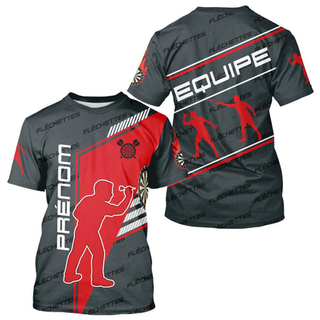 Polo Fléchettes Homme Femme - Rouge & Noir Équipe - T-Shirt Homme
