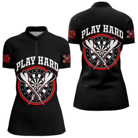 Polo Fléchettes Homme Femme Noir - Play Hard 180 - Polo Zippé Femme