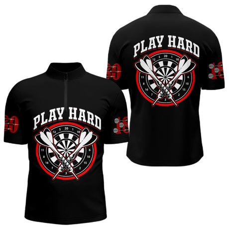Polo Fléchettes Homme Femme Noir - Play Hard 180 - Polo Zippé Homme