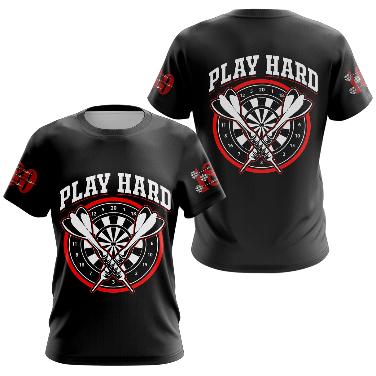 Polo Fléchettes Homme Femme Noir - Play Hard 180 - T-Shirt Femme