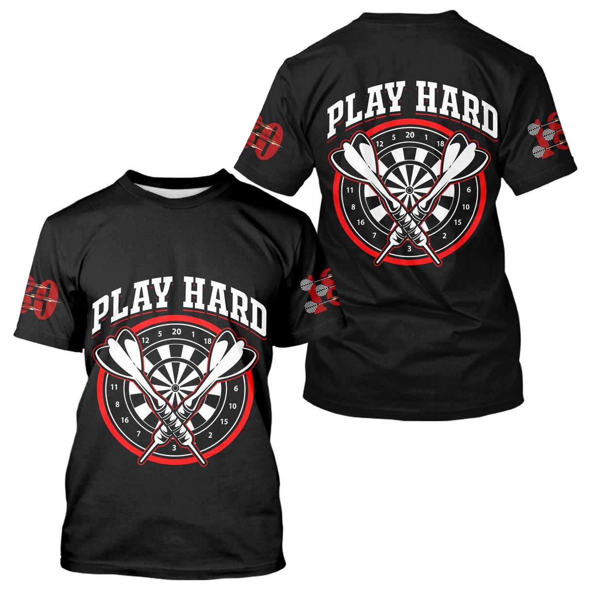 Polo Fléchettes Homme Femme Noir - Play Hard 180 - T-Shirt Homme