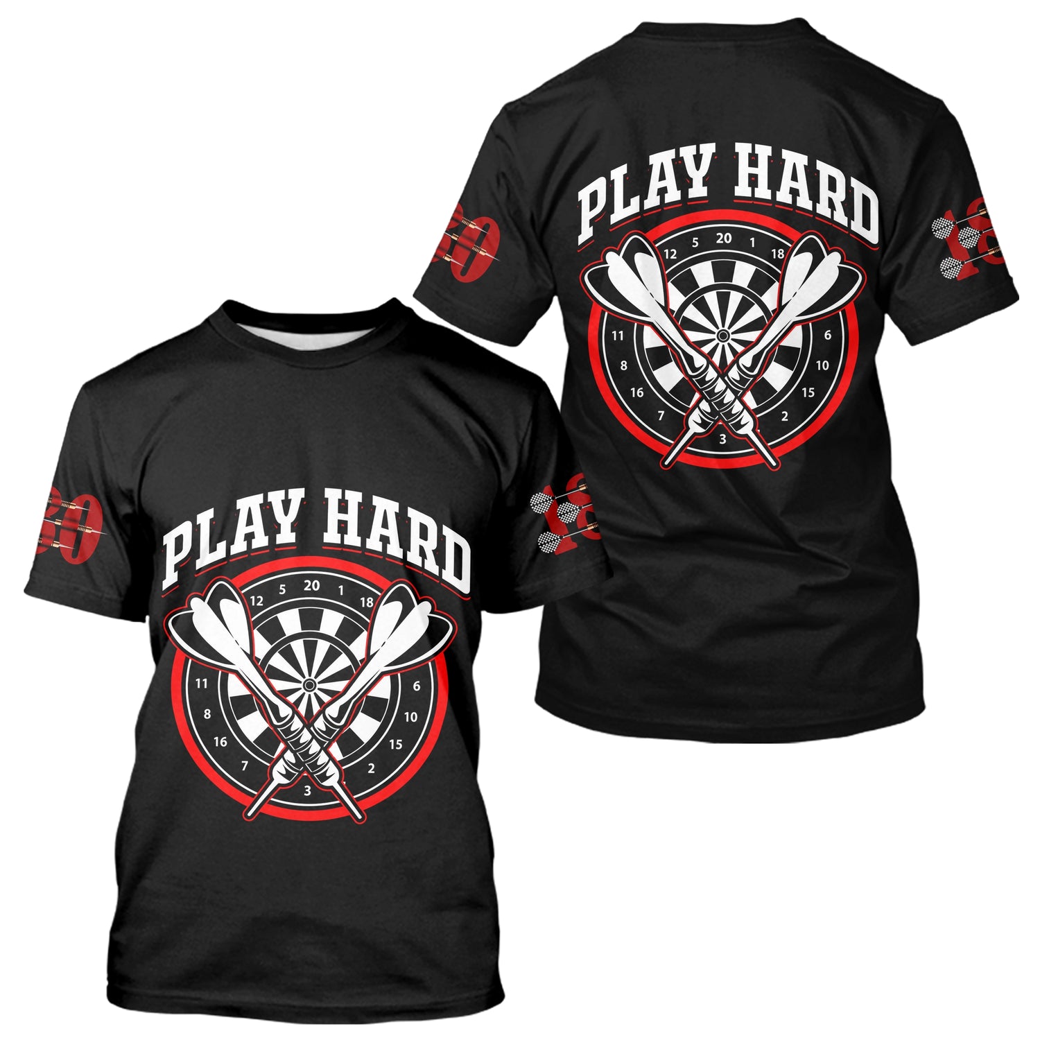 Polo Fléchettes Homme Femme Noir - Play Hard 180 - T-Shirt Homme