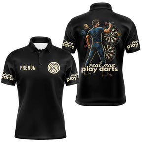Polo Fléchettes Homme Femme Noir - Real Man Real Woman - Polo Homme