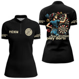 Polo Fléchettes Homme Femme Noir - Real Man Real Woman - Polo Zippé Femme