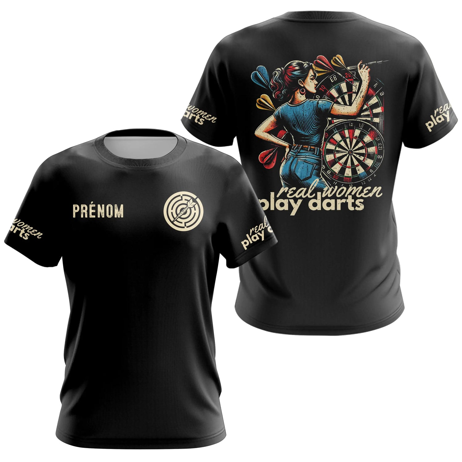 Polo Fléchettes Homme Femme Noir - Real Man Real Woman - T-Shirt Femme
