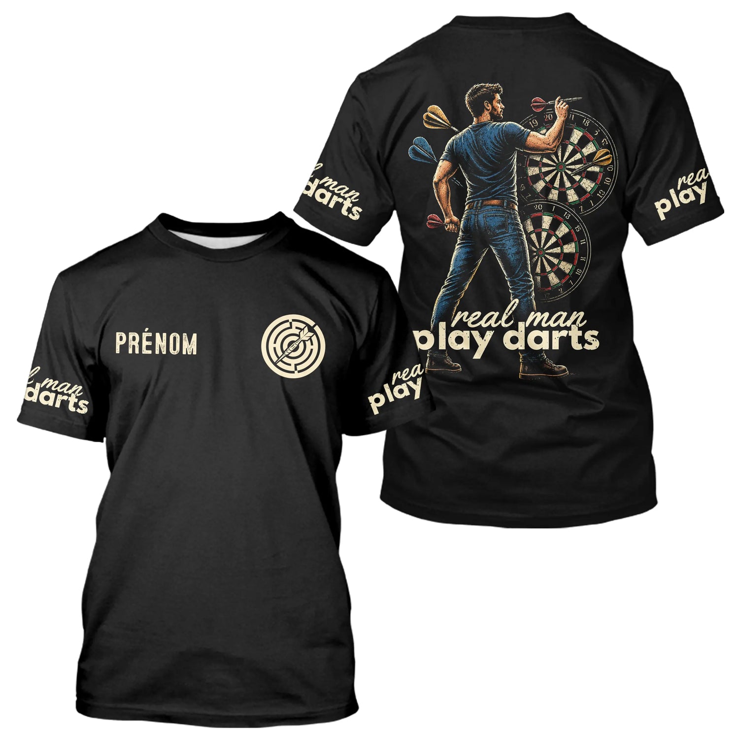 Polo Fléchettes Homme Femme Noir - Real Man Real Woman - T-Shirt Homme