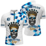 Polo Fléchettes King & Queen - Crâne Royal Bleu - Polo Zippé Homme