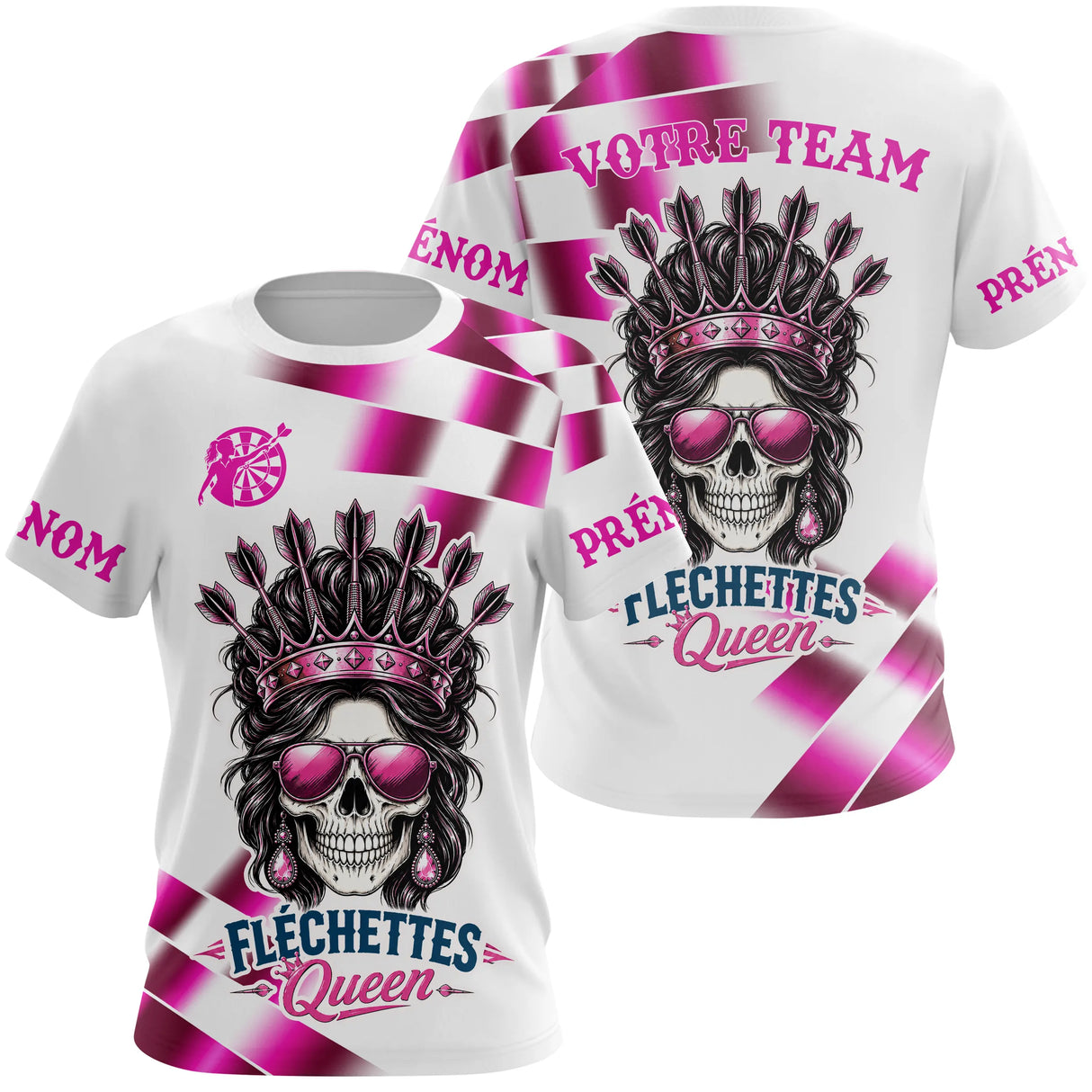Polo Fléchettes King & Queen - Crâne Royal Bleu - T-Shirt Femme