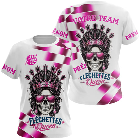 Polo Fléchettes King & Queen - Crâne Royal Bleu - T-Shirt Femme