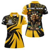 Polo Fléchettes Lion Champion - Style Graffiti Jaune Noir - Polo Femme