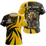 Polo Fléchettes Lion Champion - Style Graffiti Jaune Noir - T-Shirt Femme