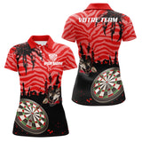 Polo Fléchettes Loup Alpha - Rouge Noir Personnalisé - Polo Femme