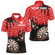 Polo Fléchettes Loup Alpha - Rouge Noir Personnalisé - Polo Homme