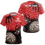 Polo Fléchettes Loup Alpha - Rouge Noir Personnalisé - T-Shirt Femme