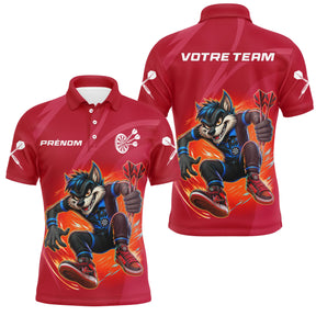 Polo Fléchettes Loup Cartoon - Style Champion Personnalisé - Polo Homme