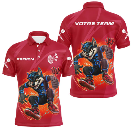 Polo Fléchettes Loup Cartoon - Style Champion Personnalisé - Polo Homme
