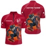 Polo Fléchettes Loup Cartoon - Style Champion Personnalisé - Polo Zippé Homme